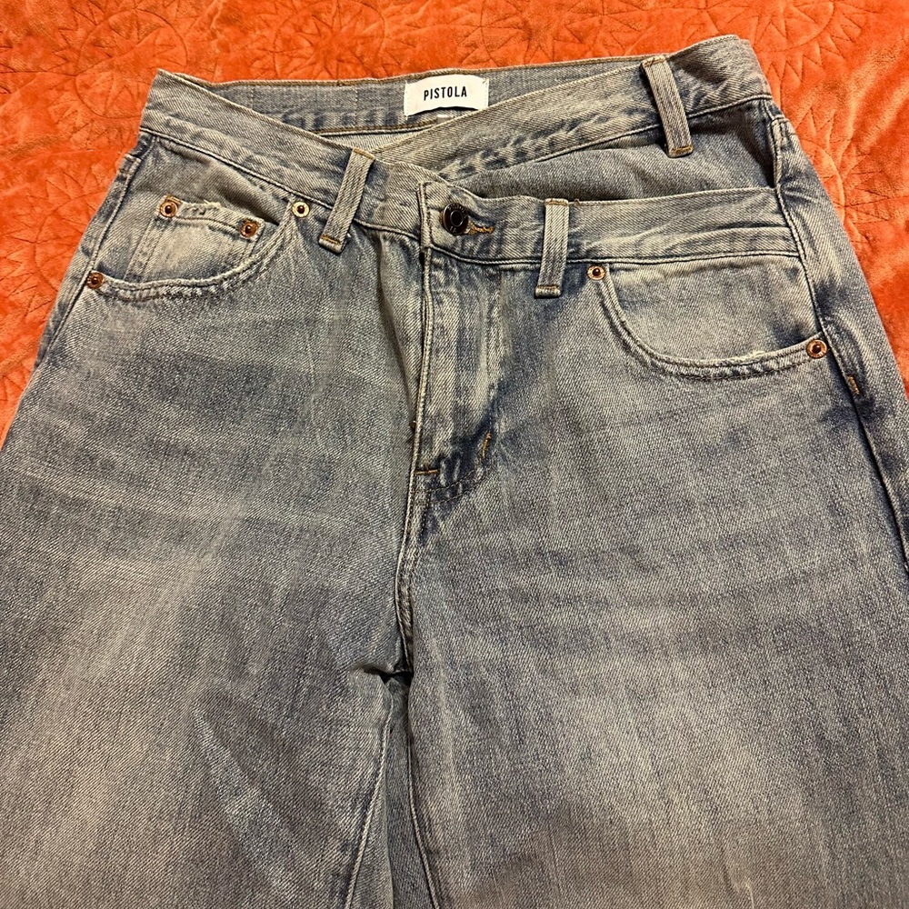 Pistola Bobbie Crossover High Waist Wide Leg Jeans, Nelson wash // 25